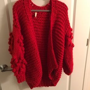 Handmade red chunky sweater